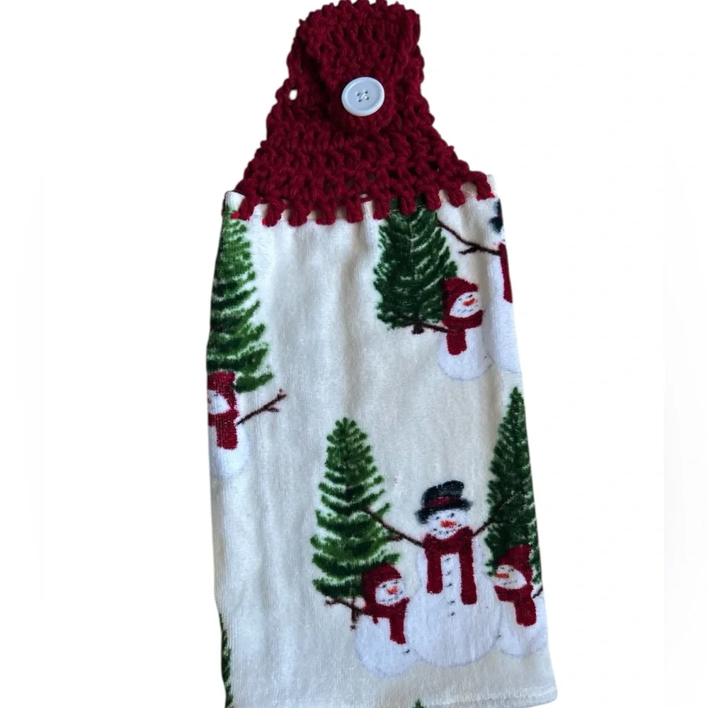 Hand Crafted Christmas Snowman Holiday Hanging Hand Towel